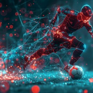 Digital football player with brilliant data, artificial intelligence in athlete performance analysis and training