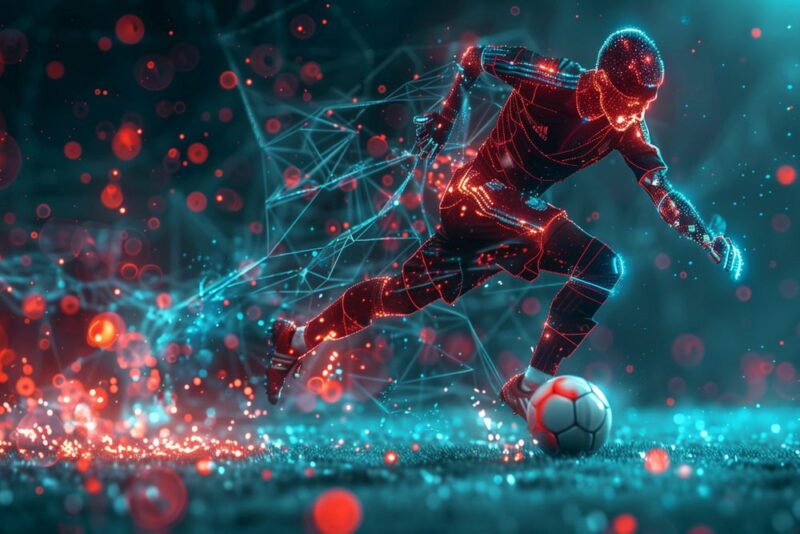 Digital football player with brilliant data, artificial intelligence in athlete performance analysis and training